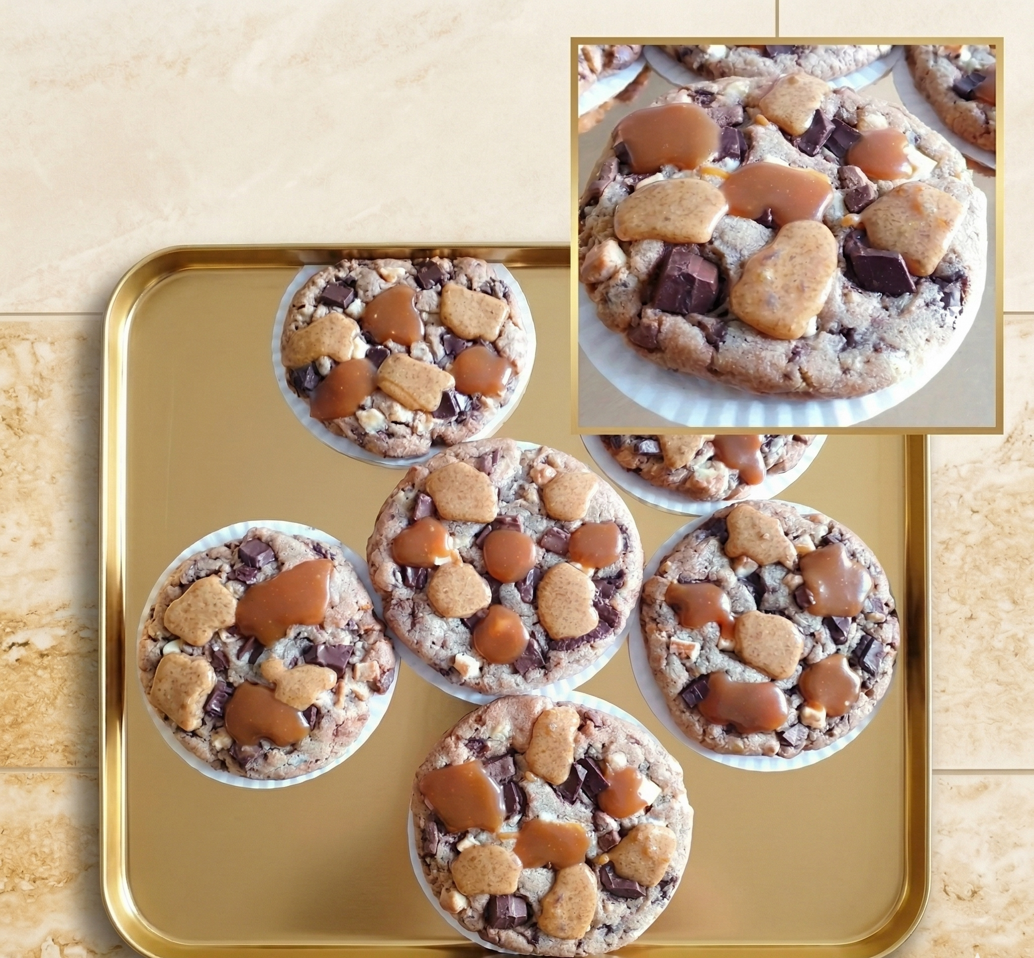 Cookies XXL Cacao et Caramel Fondant