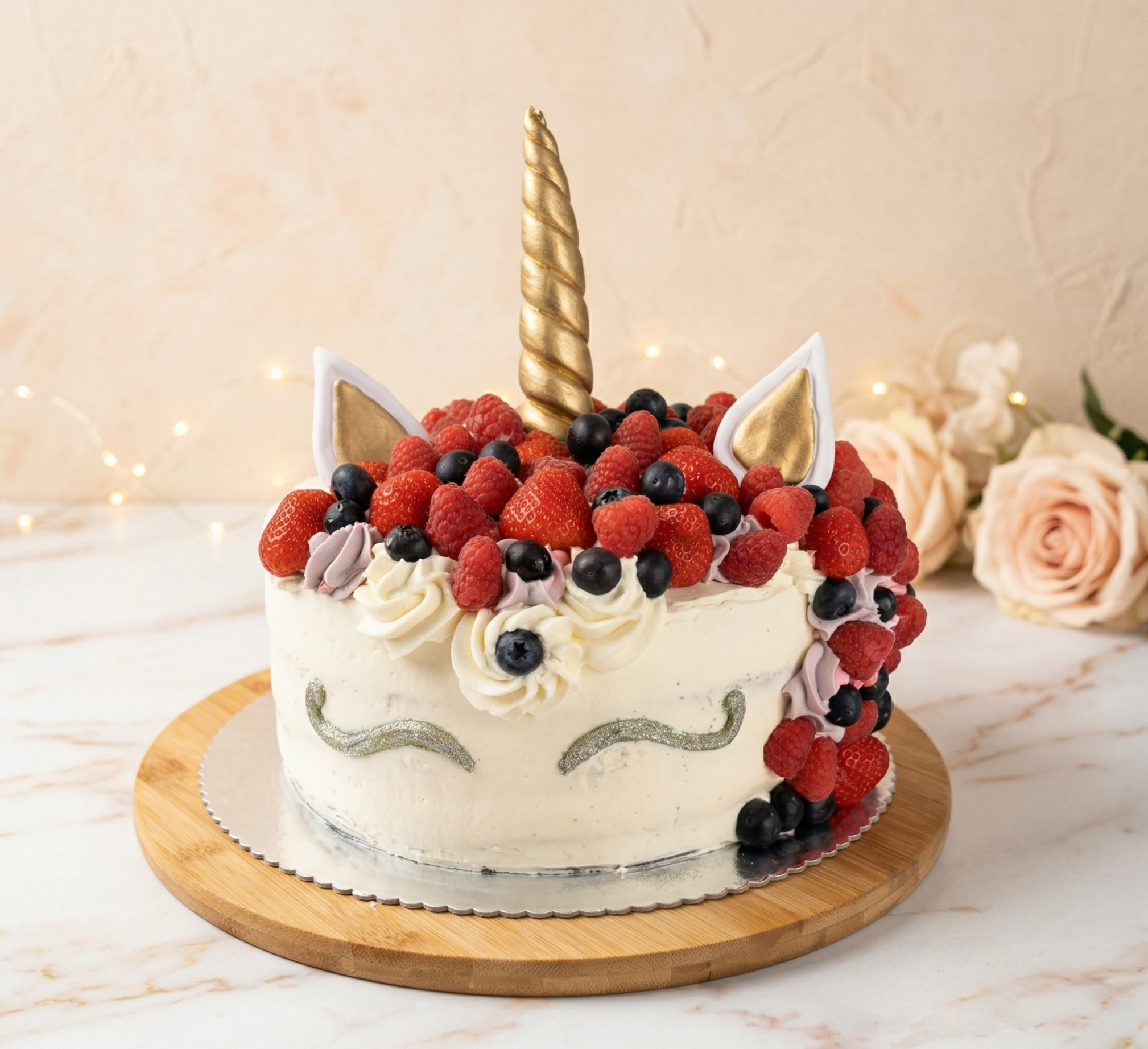 Entremet Licorne Fruits Rouges et Or
